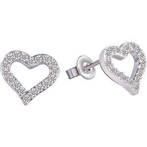 ⚡Silver Heart Stud Earrings for Women Crystal Pave Dainty Romantic Jewelry Gift